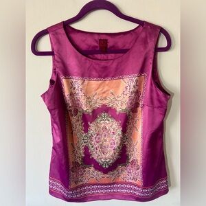 212 Collection Magenta and Peach Sleeveless Blouse